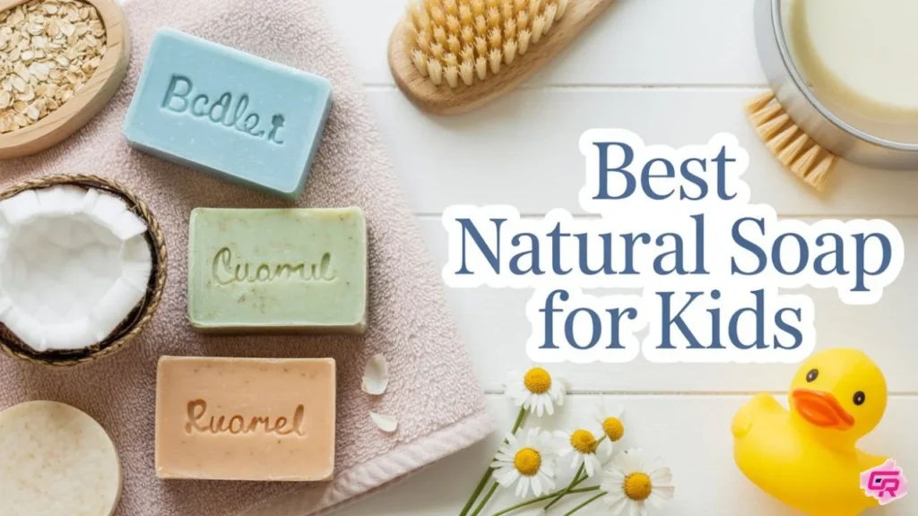 A happy child washing with the best natural soap for kids, free from toxins and gentle on sensitive skin — perfect for eczema-prone skin too.
