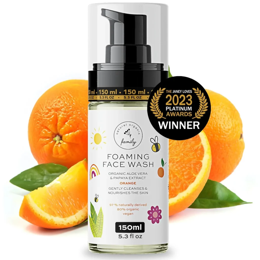 Natural & Organic Family Kids Foaming Face Wash (Orange) - Best Face wash for Kids with oily Skin