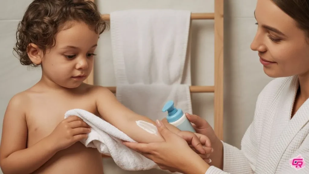How to apply natural moisturizer for kids with dry skin after bath