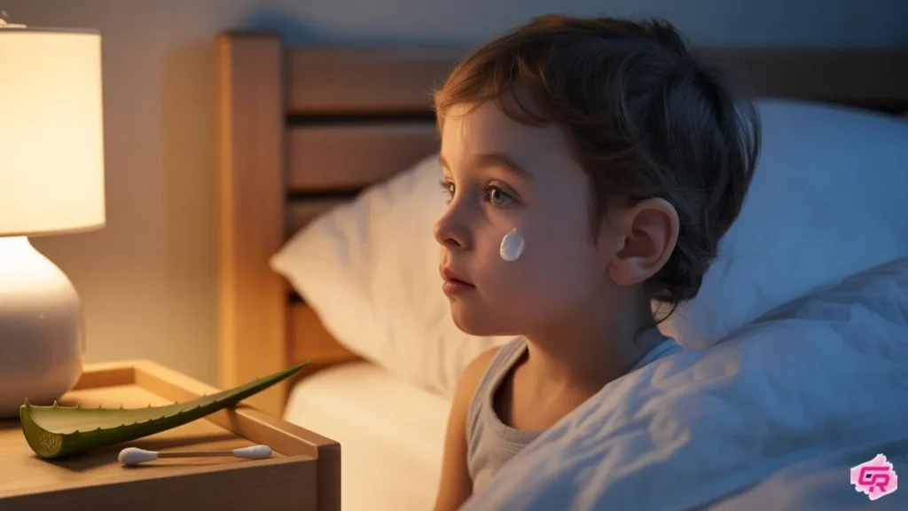 spot treatment with aloe vera gel for early acne in kids