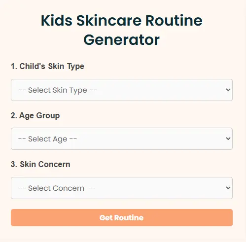 Kids Skincare Routine Generator demo screenshot
